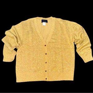 NWT Willow Ridge Size Large 2 Piece Gold Shimmer Sweater & Matching Cardigan